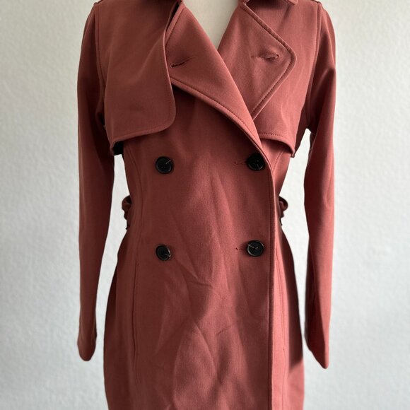🧥 Abercrombie & Fitch Rust Red Trench Coat – Size Small - Picture 7 of 12